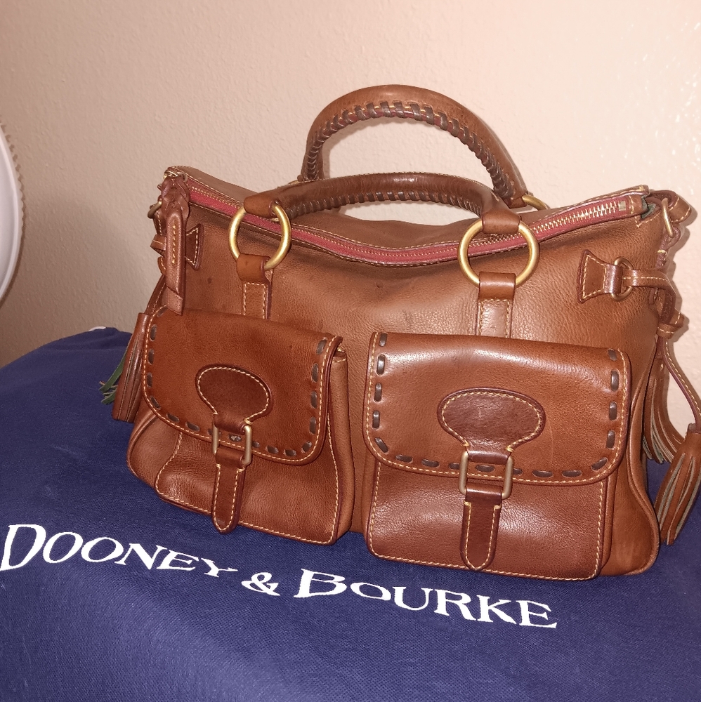 Dooney Bourke Florentine double pocket satchel chestnut with flaw on bottom
